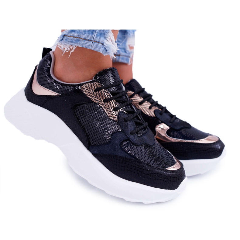 Moow Kvinnors sportskor Svart Rendy gul