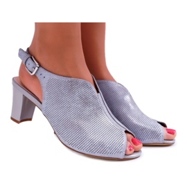 Kvinnors sandaler på högklackad Sergio Leone SK800 grå fanfara