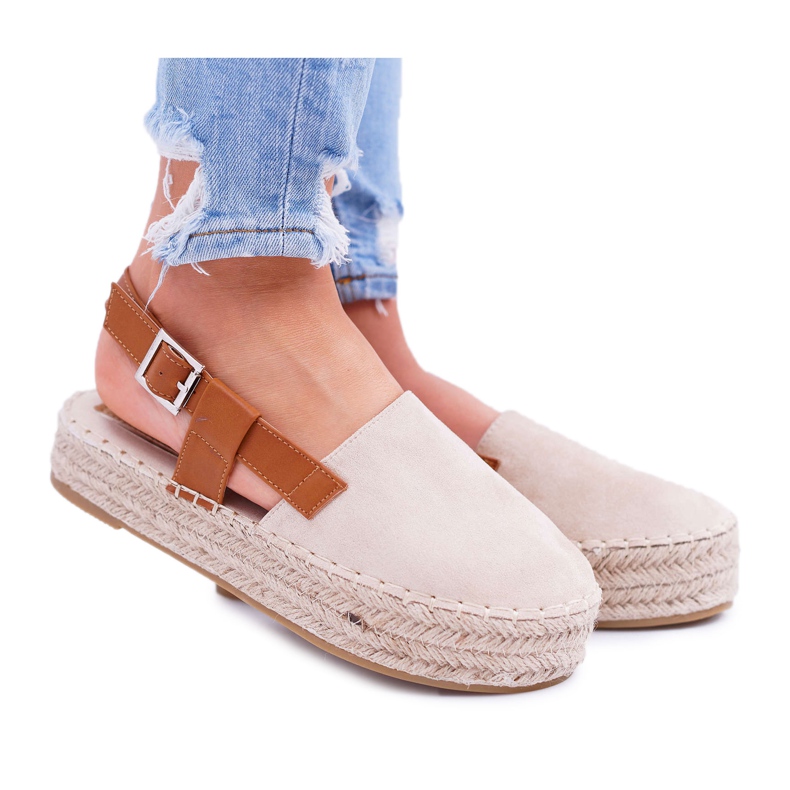NFR Kvinnors Espadrilles mocka på en Beige Parteno -plattform