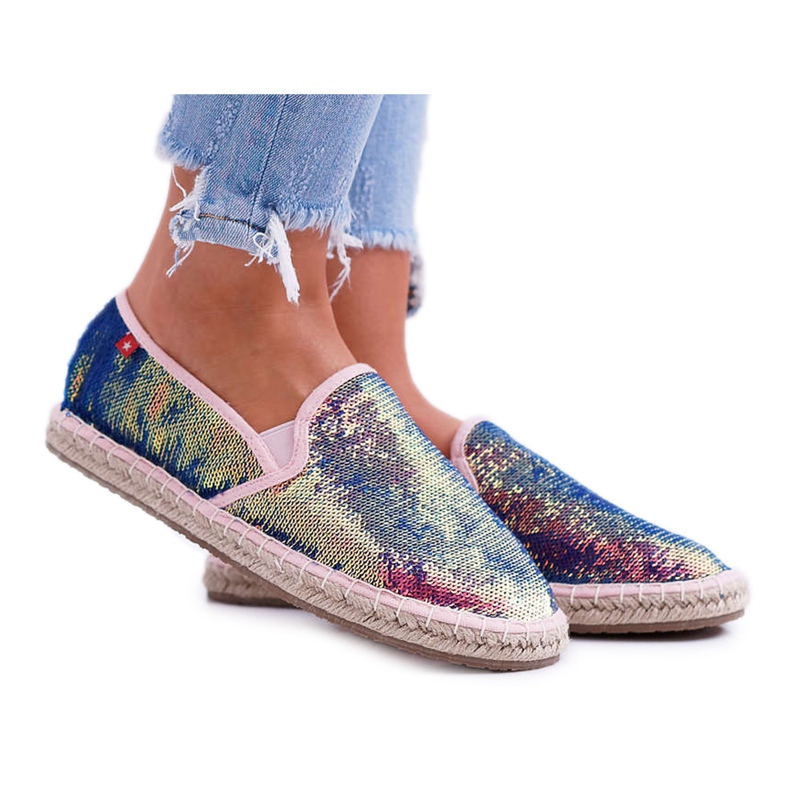 Dam Espadrilles Big Star Iridescent Paljetter DD274A164 marinblå