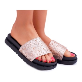 Tofflor för kvinnor med Cubic Zirconia Champagne XTI 48821 rosa