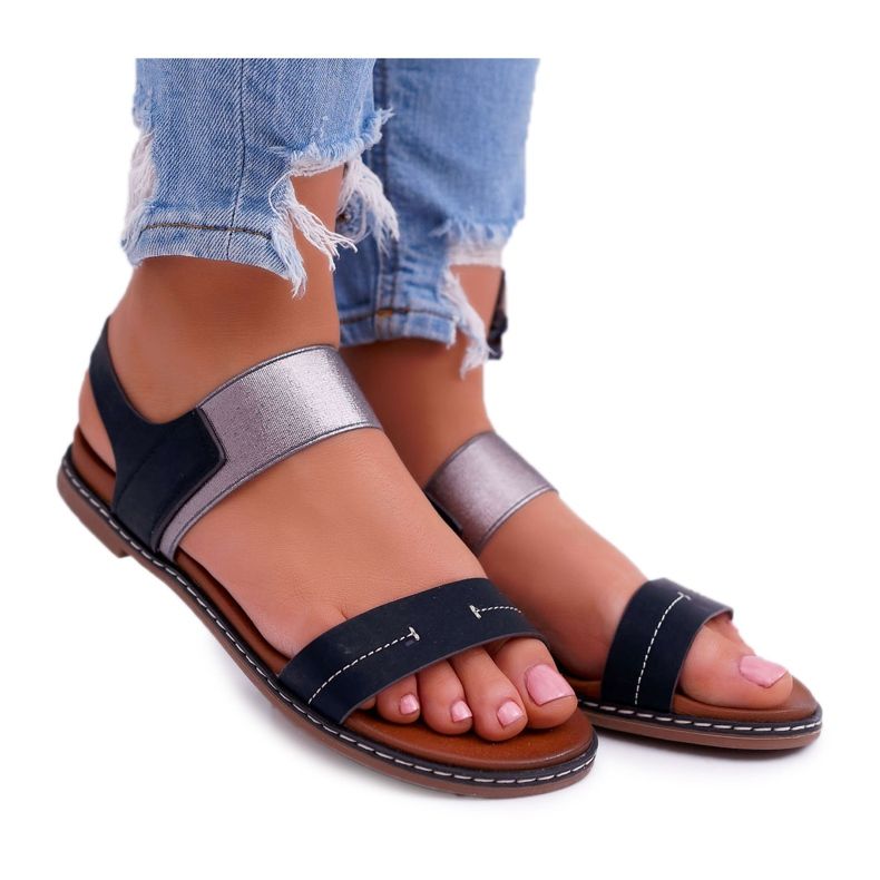 Sandaler för kvinnor Flat Sergio Leone SK014 Svart Agrina