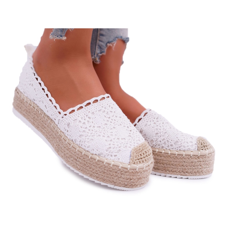 BUGO Kvinnors spets Espadrilles White Lovely Haven vit