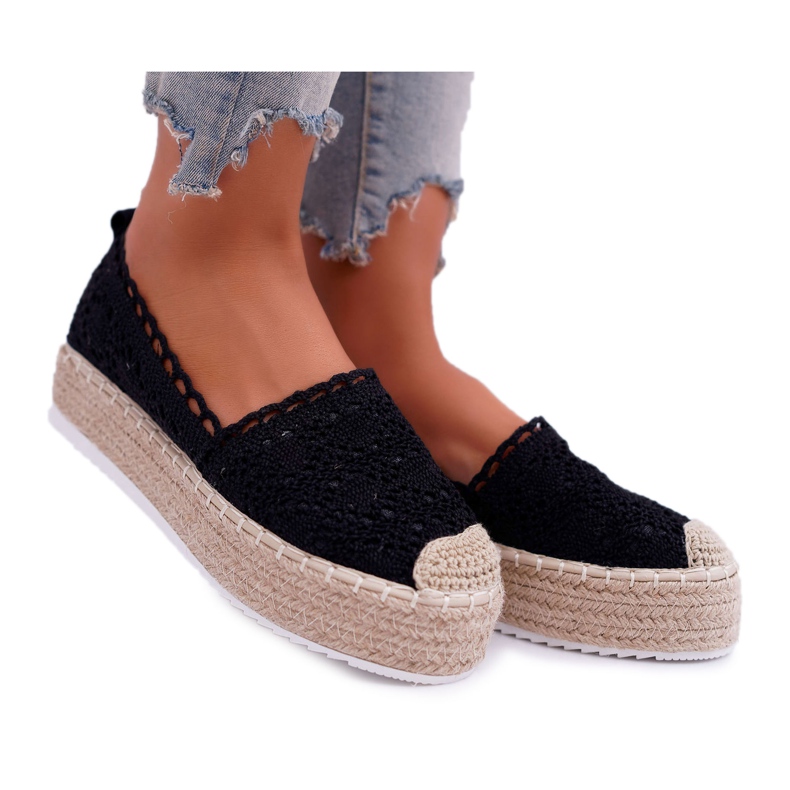 Kvinnors Black Lace Espadrilles Lovely Haven svart