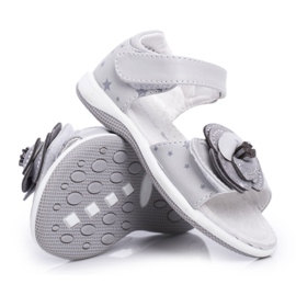 EVE Barnsandaler med kardborreband för flickor grå flamenco