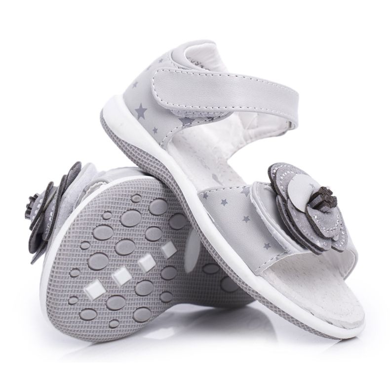 EVE Barnsandaler med kardborreband för flickor grå flamenco