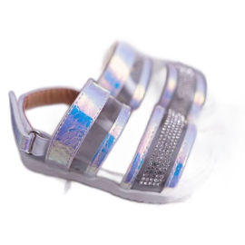 FRROCK Barnsandaler med kardborreband för tjejer Bensinvita Matylda mångfärgad