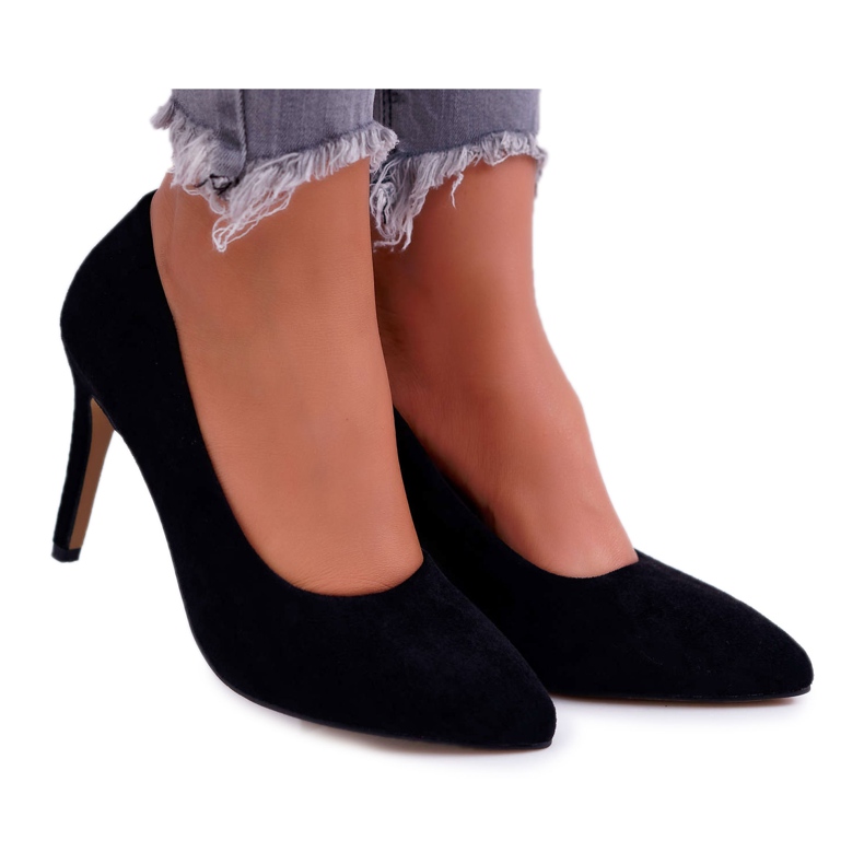 EVE Kvinnor Stilettos Mocka I Spitz Black Kiss Me svart