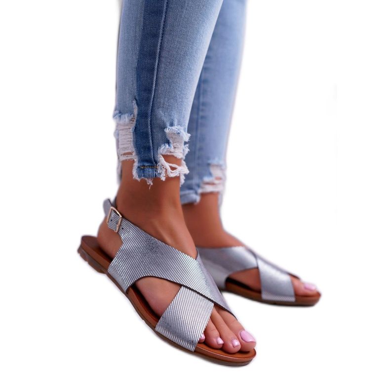 Kvinnors sandaler Läder Laura Messi Silver 1960 grå