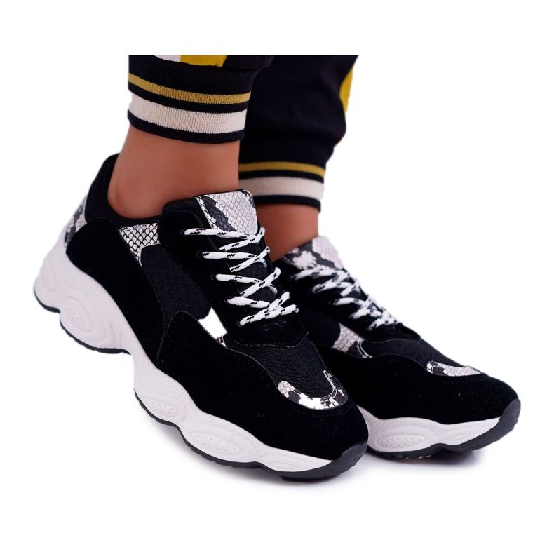 NFR Kvinnors sportskor mocka svart Snake Skin Lollipop grå