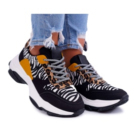 Kvinnors sportskor Tjock sula Zebra Sevana brun svart