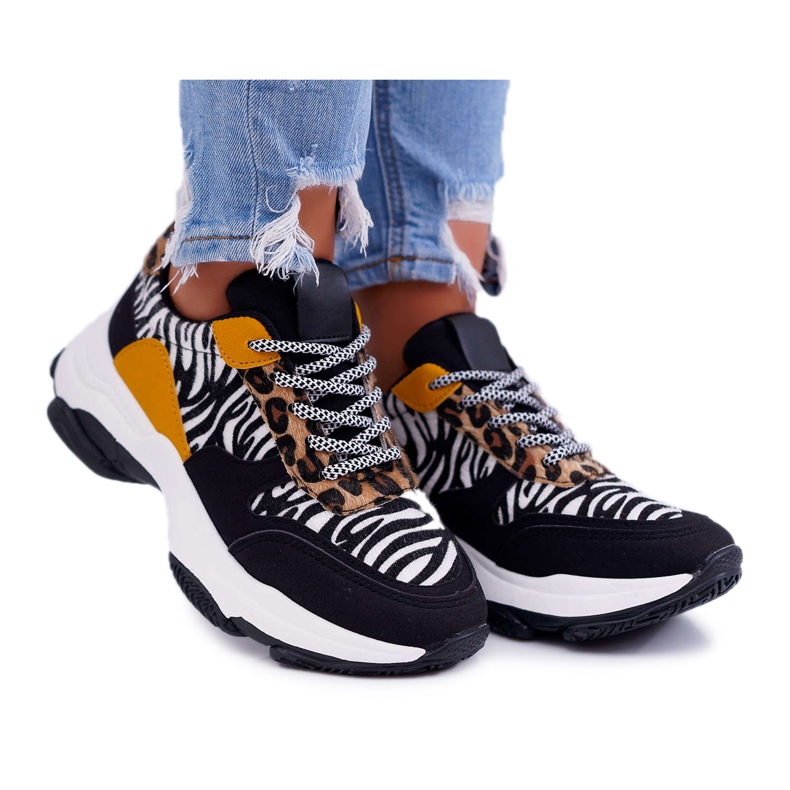 Kvinnors sportskor Tjock sula Zebra Sevana brun svart