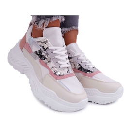 Kvinnors sportskor Tjock sula Vit Snake Sevana grå mångfärgad