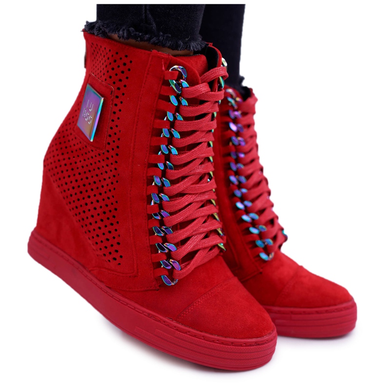 Dam Sneakers Lu Boo Openwork Mocka Röd Clamma