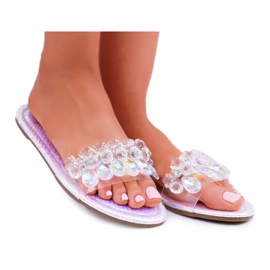 Dam Tofflor Med Cubic Zirconia Lu Boo Bensin Silver Mediana grå