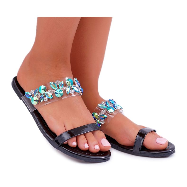 Dam Tofflor Lu Boo Elegant Med Svart Elementary Cubic Zirconia