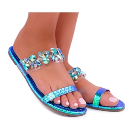 Dam Tofflor Lu Boo Elegant Med Cubic Zirconia Blue Elementary blå