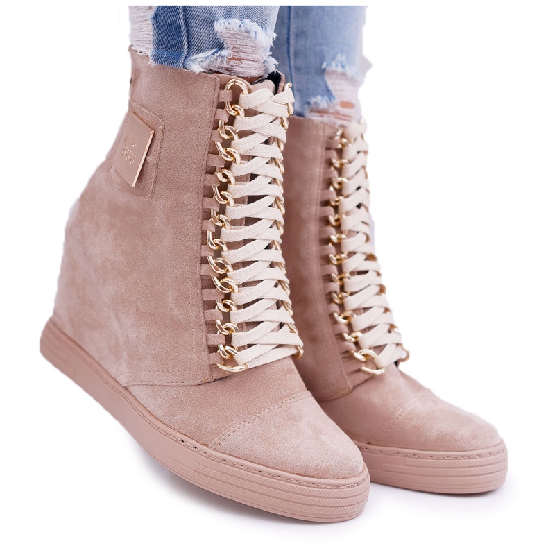Dam Sneakers Lu Boo Guldkedja Mocka Beige Monica