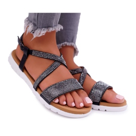 Sandaler för kvinnor Lu Boo med Cubic Zirconia 406-5 Black Stella svart
