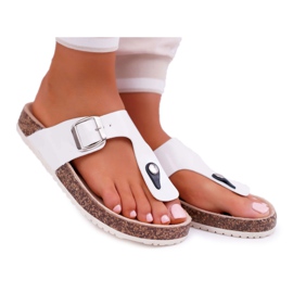 SEA Dam Tofflor Flip-flops På Svartlackerad Vit Palett