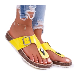 SEA Dam Tofflor Flip-flops På korkar, lackerad gul palett