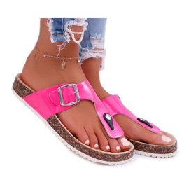 SEA Dam Tofflor Flip-flops On Corks Lacquered Fuchsia Palette rosa