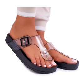 SEA Dam Tofflor Flip-flops Transparent Stripe Svart Framona färglös