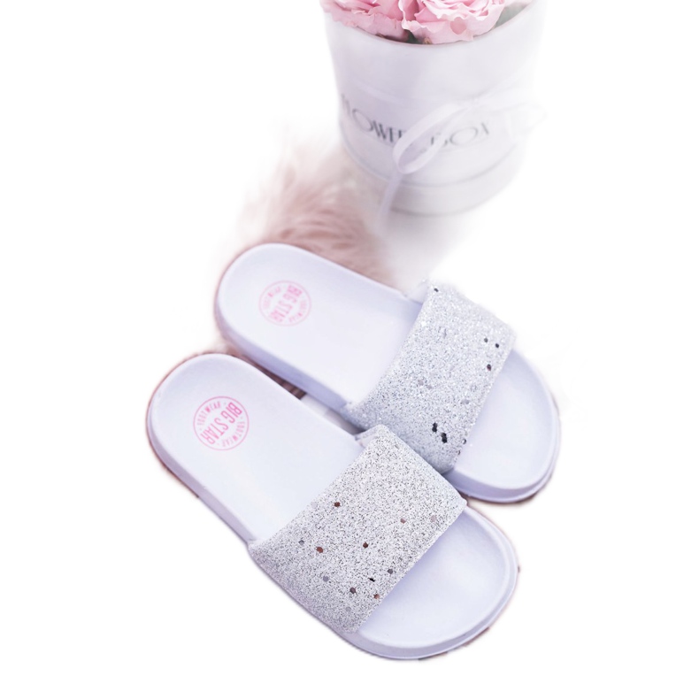 Barn och ungdom Big Star White Glitter Sandaler AA374086 vit