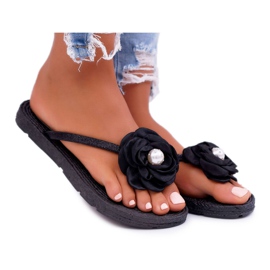 Dam flip-flops Black Flower Glitter Elenda svart