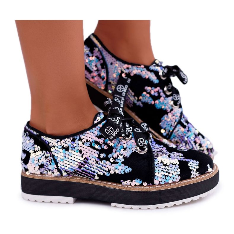 Kvinnors Brogues Lu Boo Silver Paljetter Moonlight svart mångfärgad