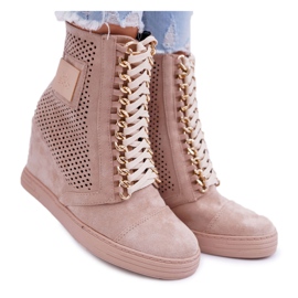 Dam Sneakers Lu Boo Openwork Suede Beige Clamma