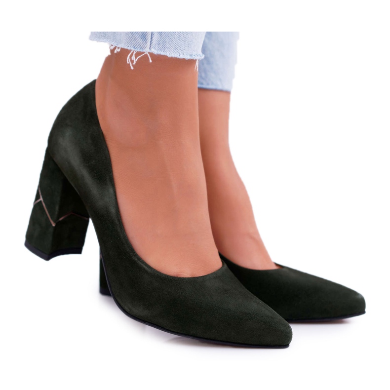 Dampumps Laura Messi Suede Olive 2050 Tiffany grön