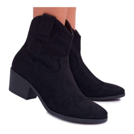 BUGO Kvinnors stövlar på platt klack Cowboystövlar Svart Telifa