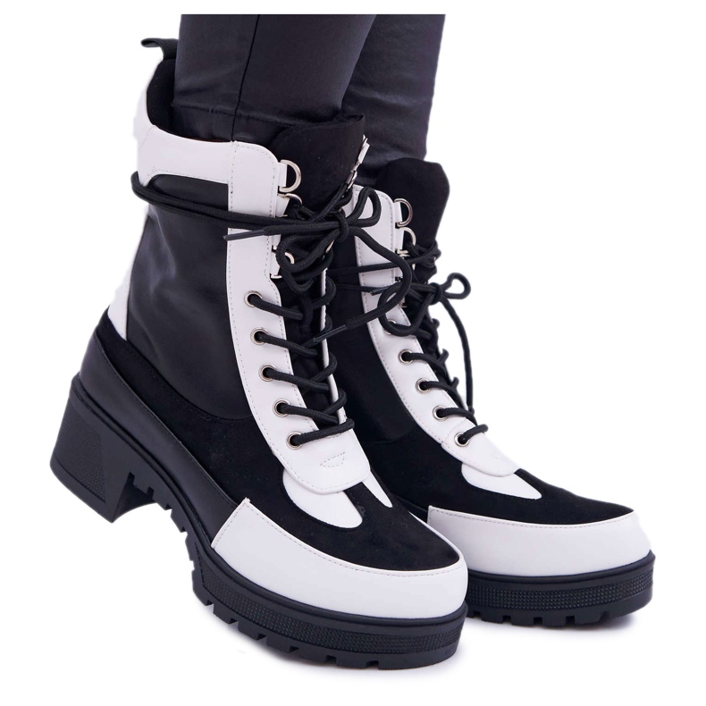 HAN Ridley stövlar med hög snörning vit svart