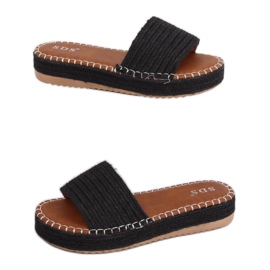 Svarta espadrilles tofflor 7970-PL Svart