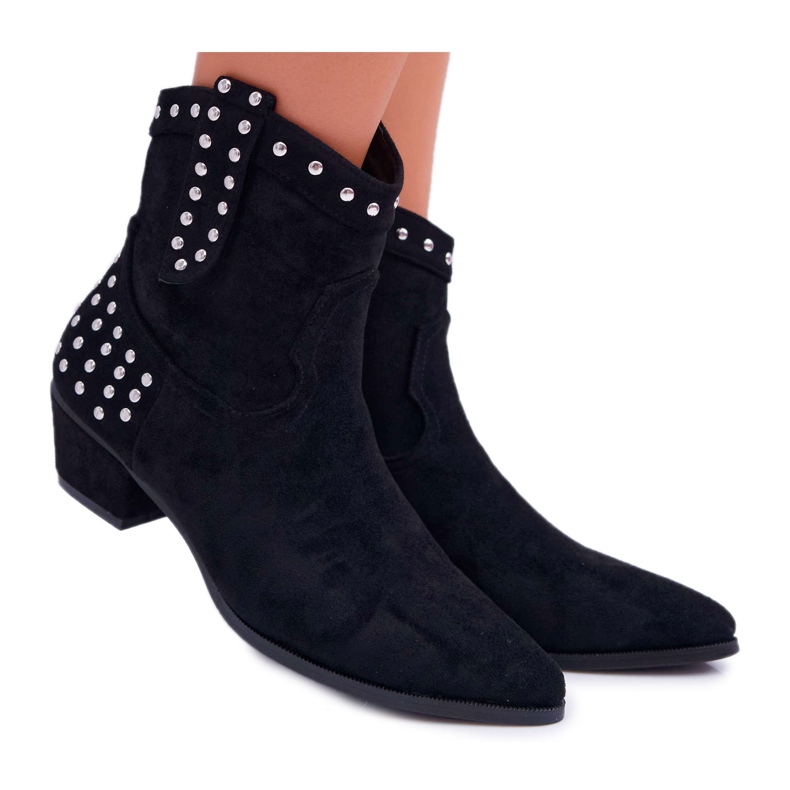 FP1 Kvinnors cowboystövlar Flat Heel Black Fine svart
