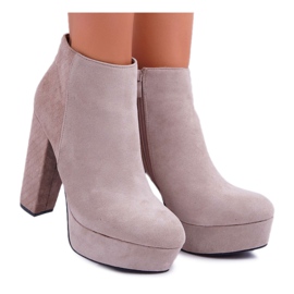 FW1 Damstövlar på häl och Platform Mocka Beige Celinne