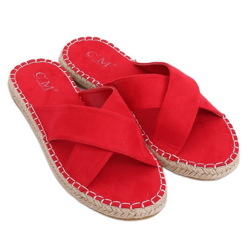 Röda espadrilles tofflor 499-35 Röd