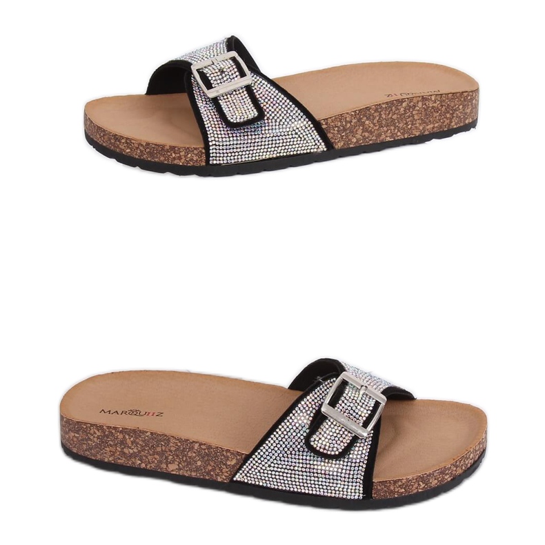 Svarta tofflor med stenar L-1032 Svart