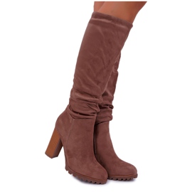 EVE Dam stövlar på hälen mocka kaki Marion