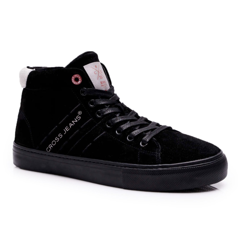 Herr Sneakers High Cross Jeans Läder Mocka Svart EE1R4057C