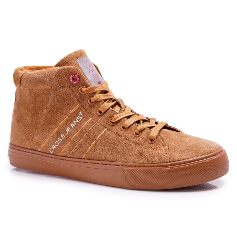 Herr Sneakers High Cross Jeans Läder Mocka Camel EE1R4054C brun