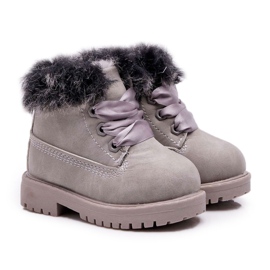 Grå varma barnstövlar Trappers Fobos
