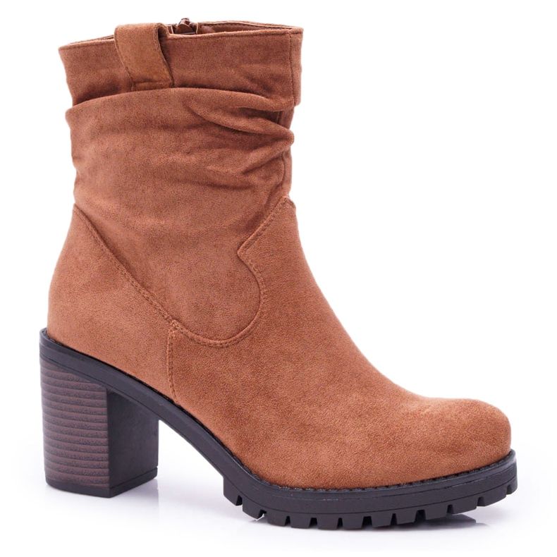 FB2 Dam stövlar på hälen mocka Camel Celma brun