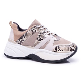 Kvinnors sportskor Beige Snake Skin Larey