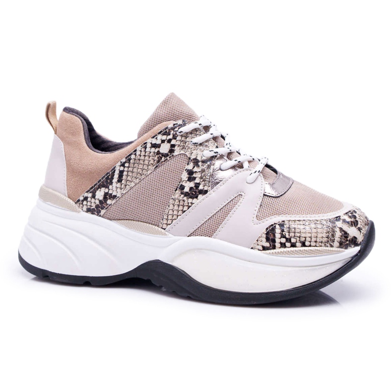 Kvinnors sportskor Beige Snake Skin Larey