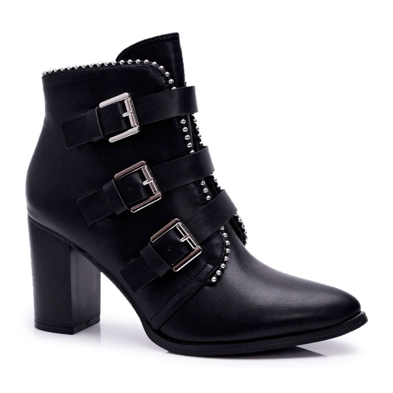 FJ1 Dam stövlar på en klack med spännen svart Finbas