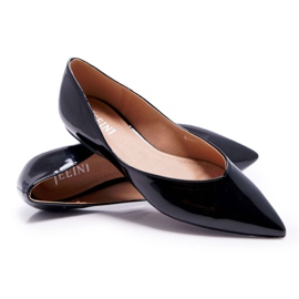 FRJEIN Kvinnors Ballerinor Lackade I Spitz Svart Berätta