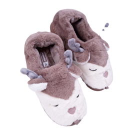 BUGO Tofflor för kvinnor med pälsbruna renren