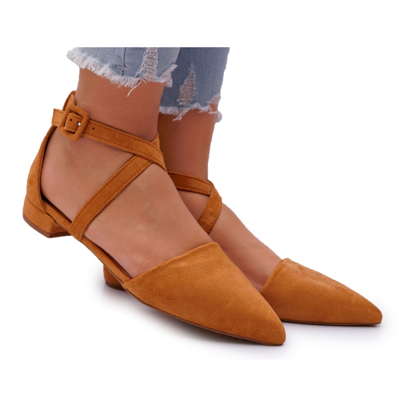 PS1 Ballerinor i mocka för kvinnor i Spitz Camel Vontare brun